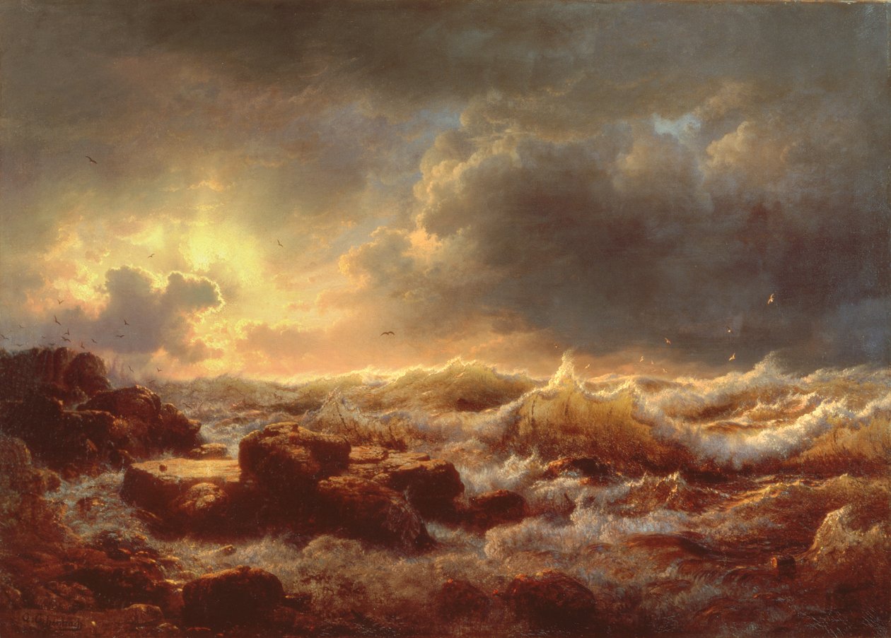 Oprydning - Siciliens kyst, 1847 af Andreas Achenbach