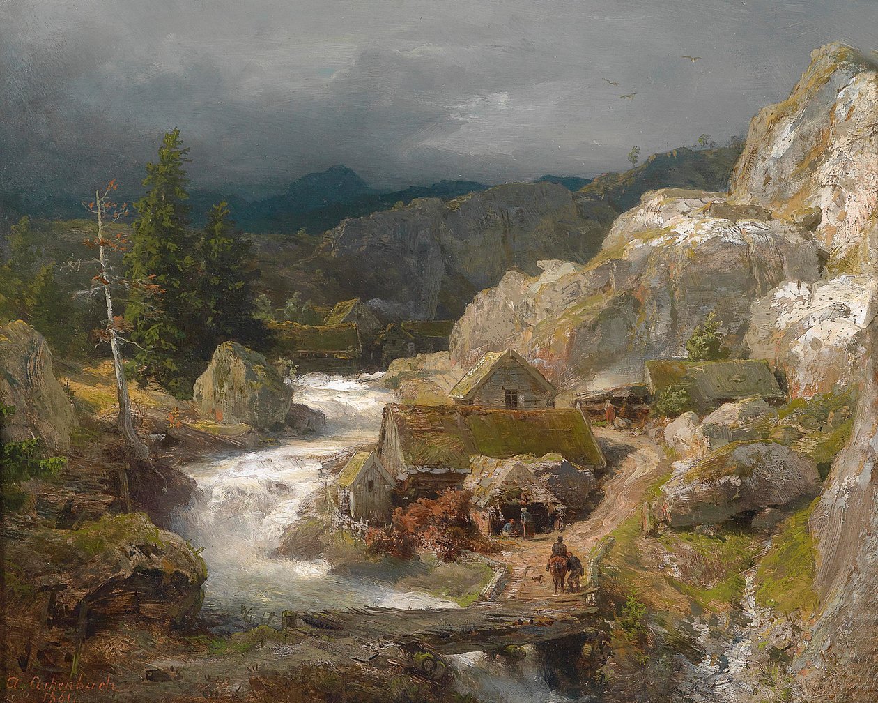 Mølle på bjergbæk (1861) af Andreas Achenbach
