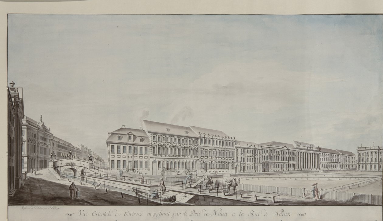 Vestsiden af Wilhelmsplatz, ca. 1773 (pen og blyant på papir) af Andreas Ludwig Kruger