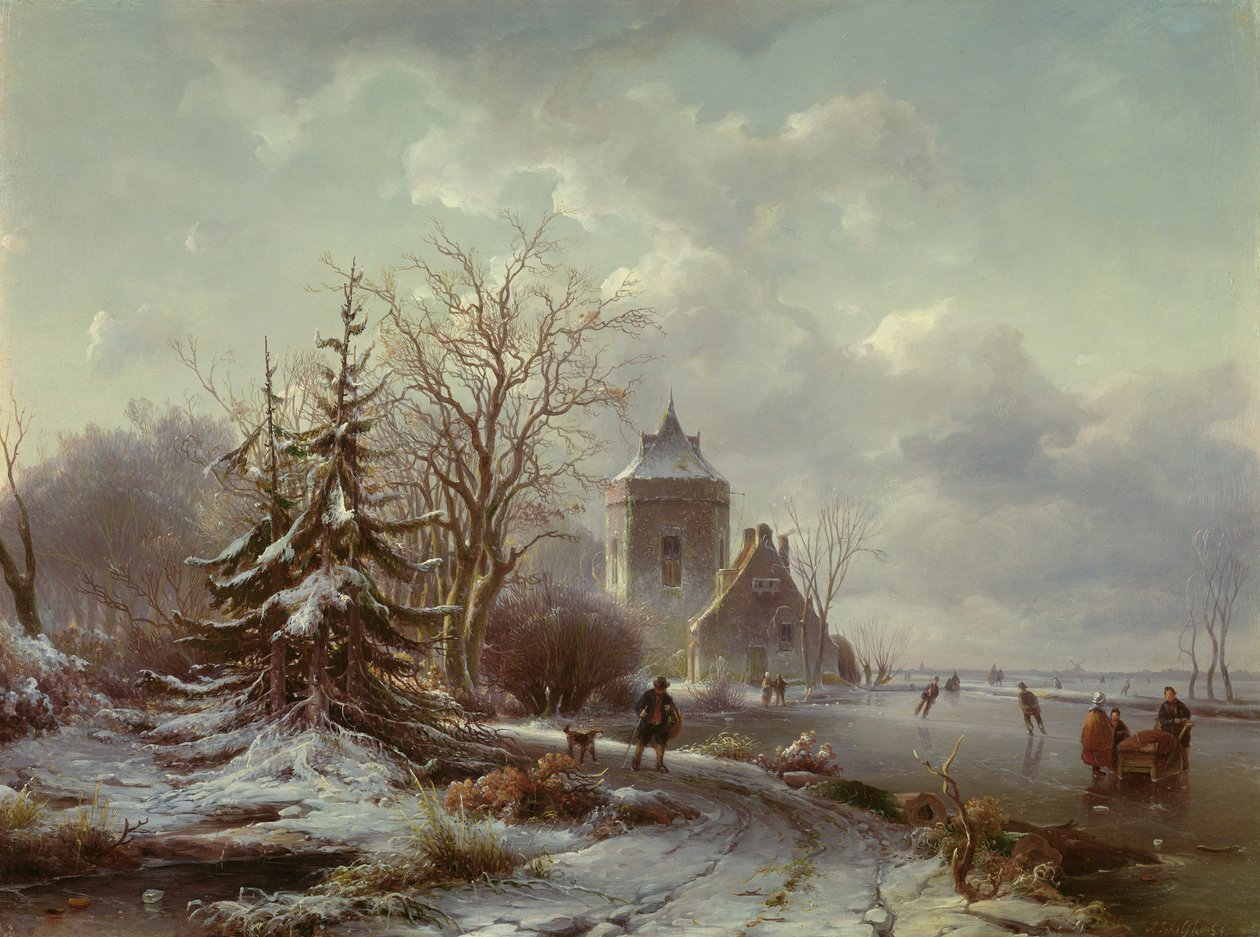 Vinterscene, 1800-tallet af Andreas Schelfhout