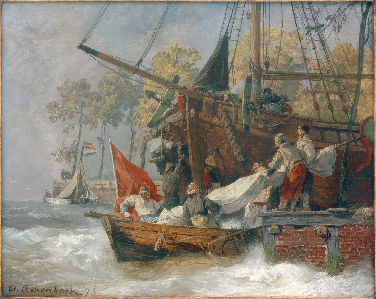 Havneindsejling, når havet stormer af Andreas Achenbach
