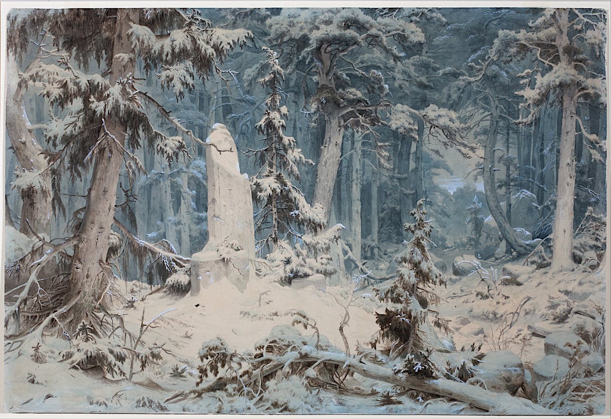 Snedækket skov af Andreas Achenbach