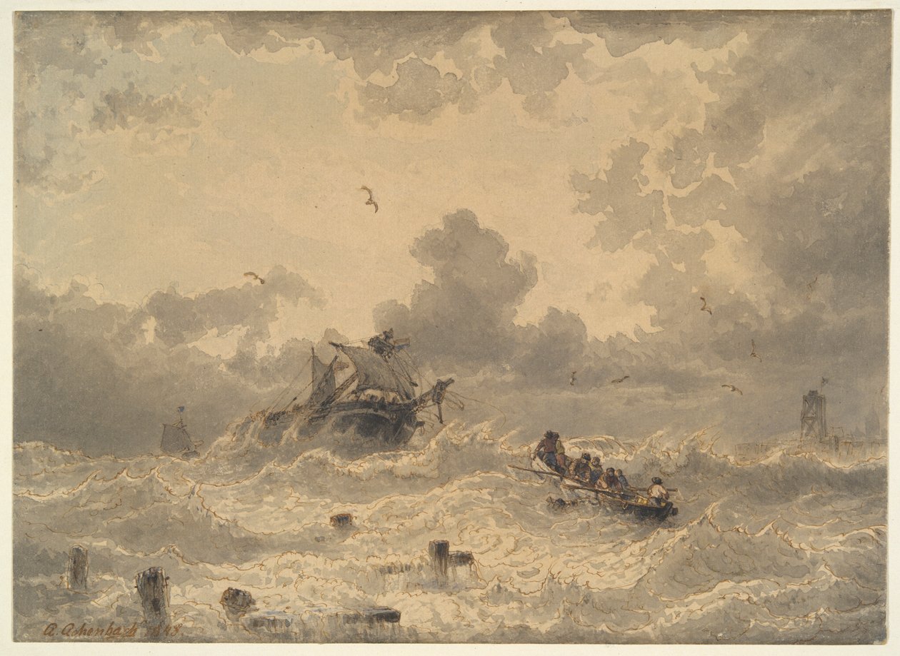 Storm på havet af Andreas Achenbach