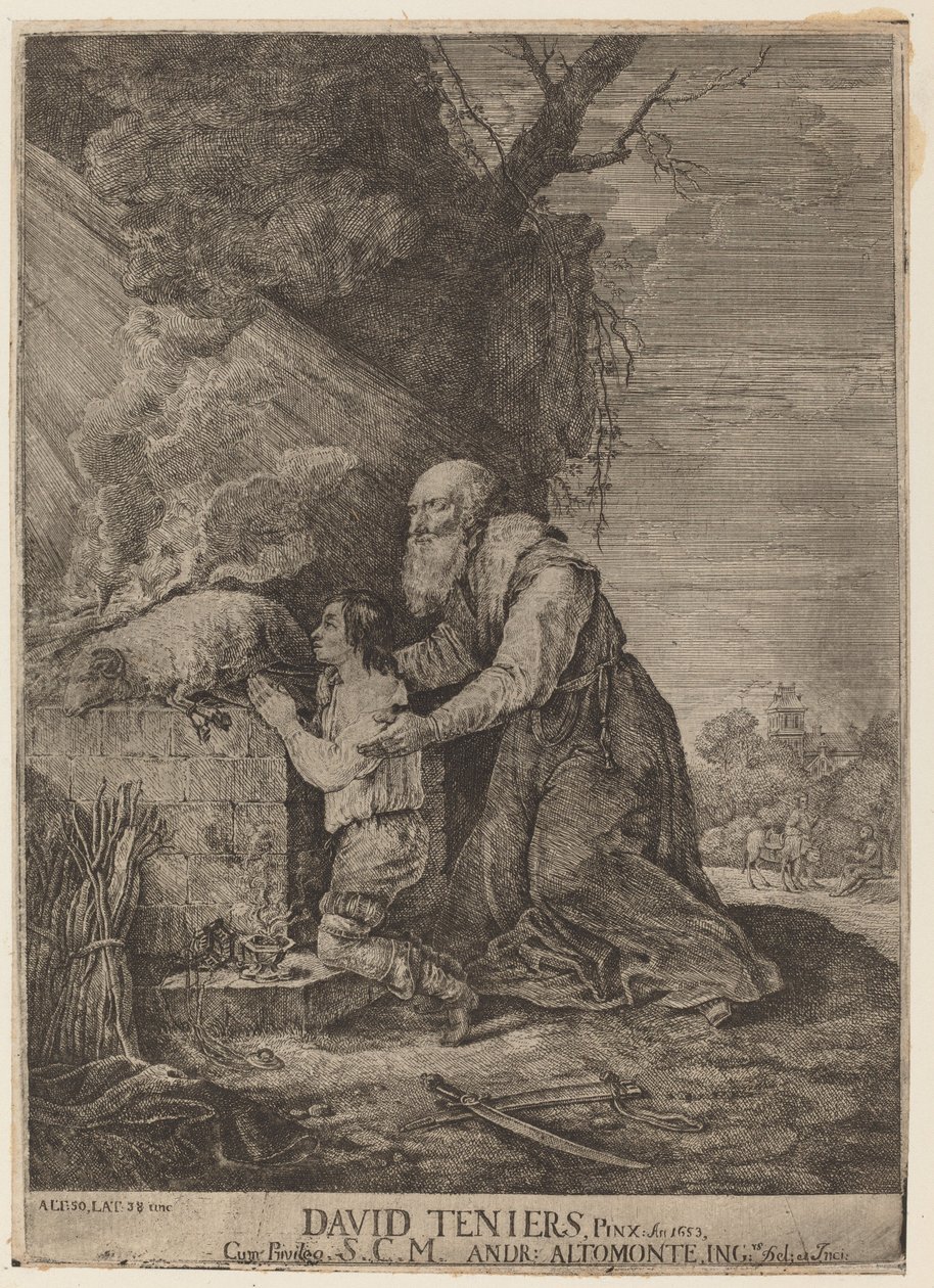 Isaks offer af Andreas Altomonte, after David Teniers the Younger