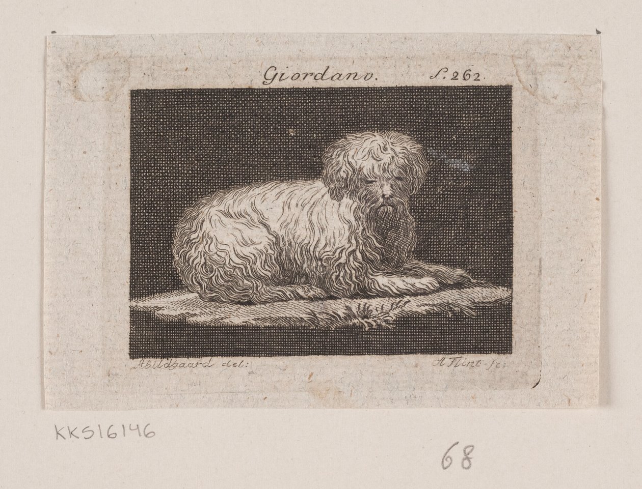 Giordano, en liggende hund af Andreas Flint