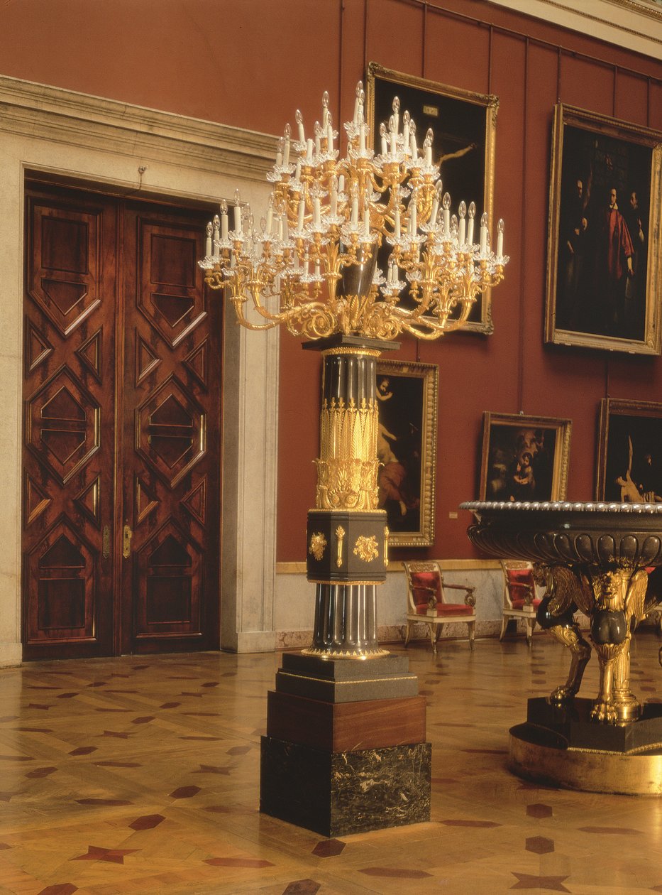 Candelabrum, Kolyvan Factory, 1805 (Korgon porfyr og forgyldt bronze) af Andrei Nikiforovich Voronikhin