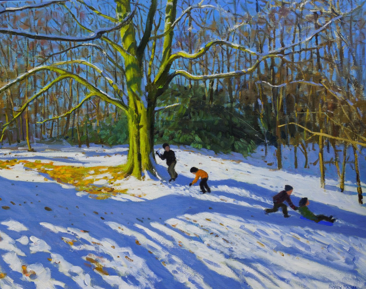 Detalje af Top of Allestree Park, 2014, olie på lærred af Andrew Macara