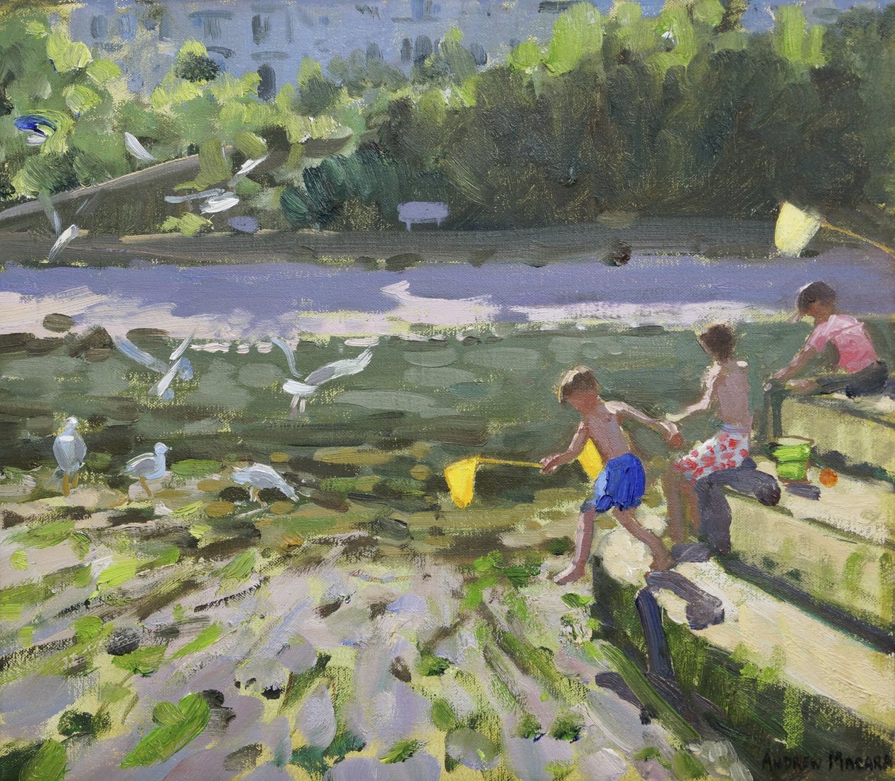 Børn og måger, Looe, 2013, af Andrew Macara