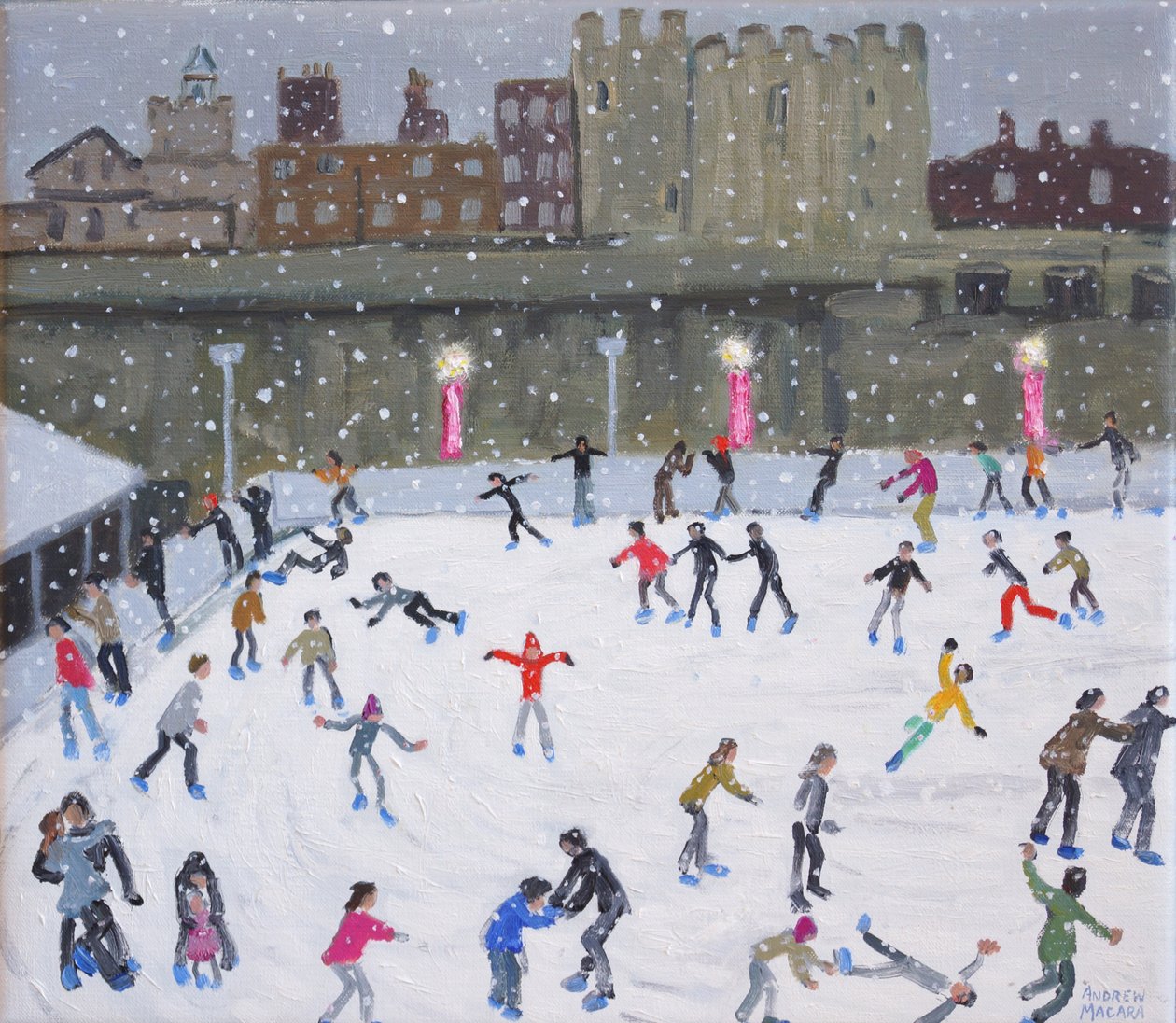 Tower of London Ice Rink, 2015, (olie på lærred) af Andrew Macara