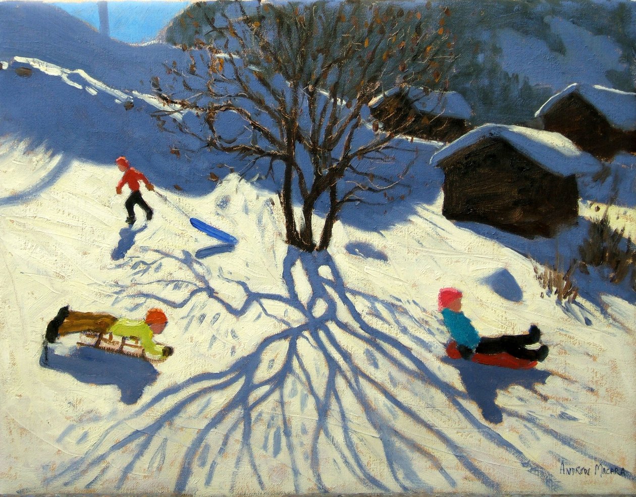 Vinter bakkeside, Morzine, Frankrig af Andrew Macara
