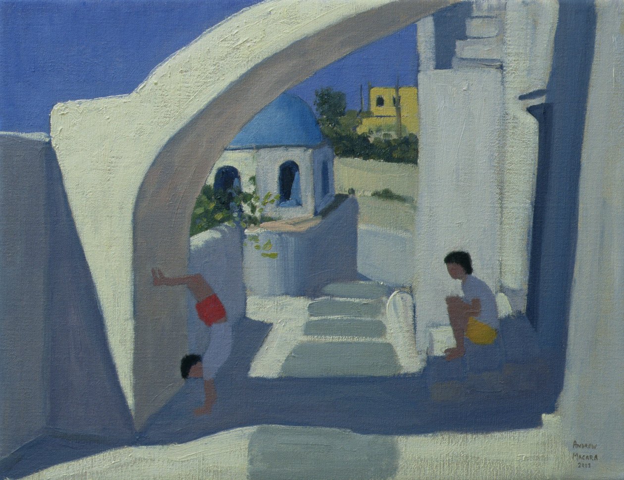 Håndstand, Santorini af Andrew Macara