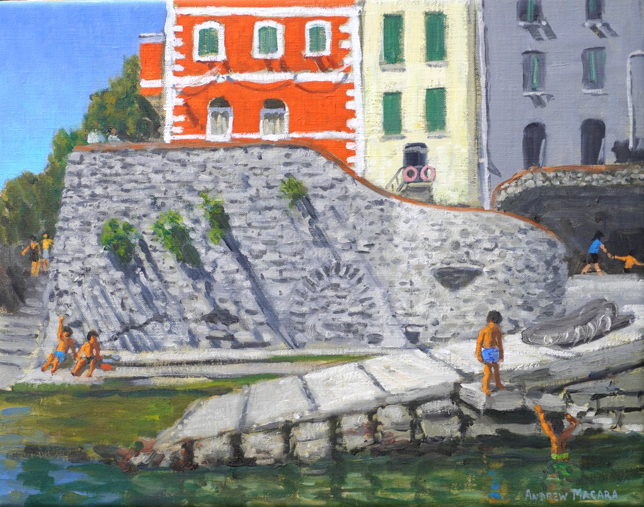 Portafino, Italien (olie på lærred) af Andrew Macara