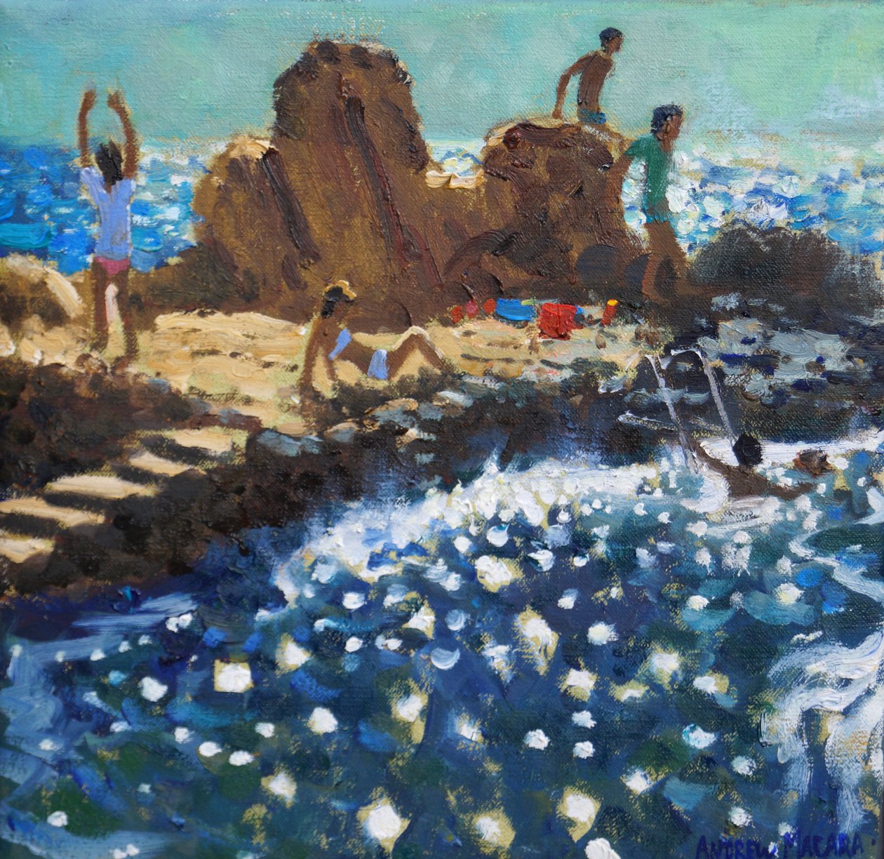 Sea sparkle, Rovinj, 2016 (olie på lærred) af Andrew Macara