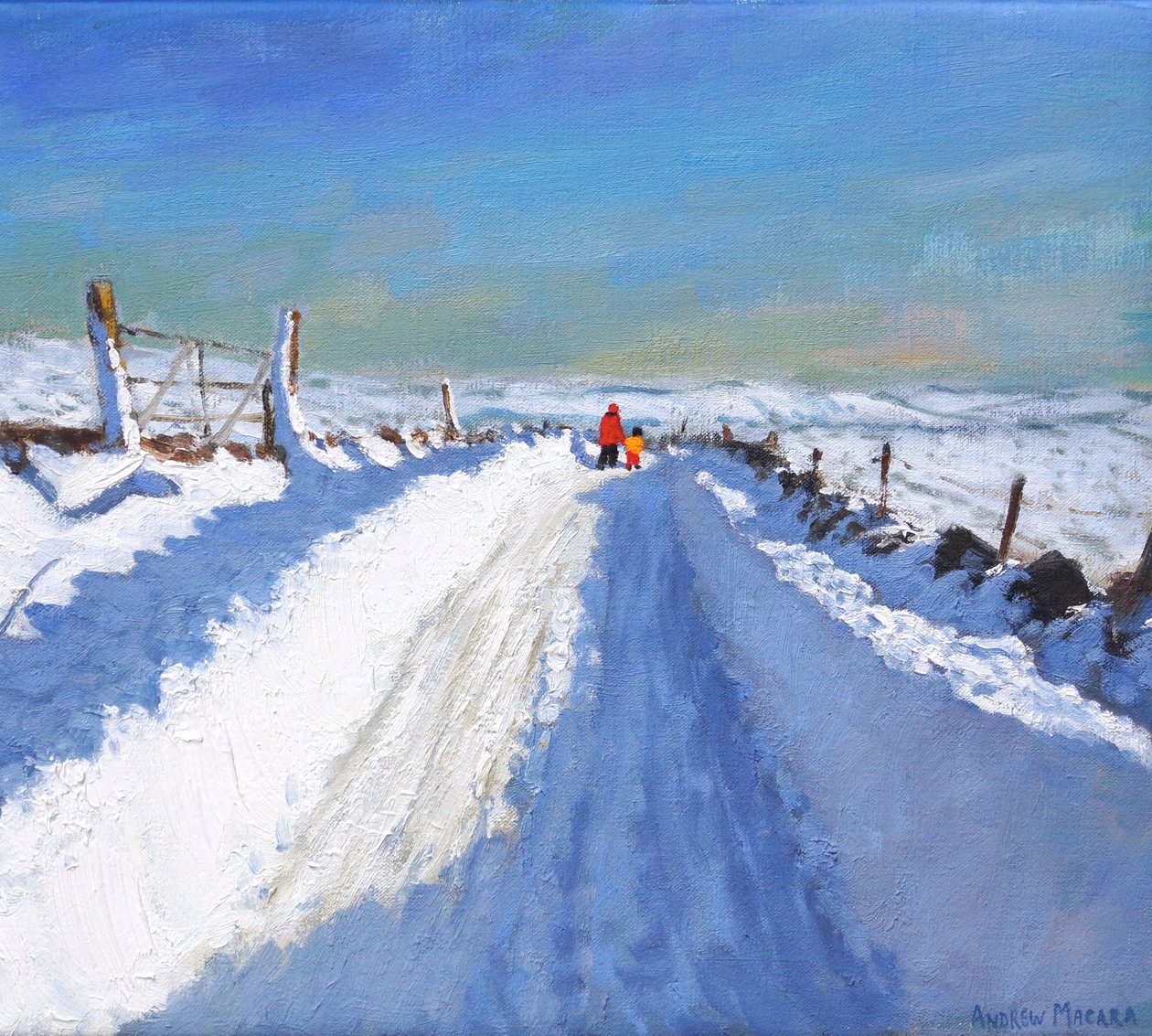 Snepløjet vej, Derbyshire Peak District, 2019, (olie på lærred) af Andrew Macara