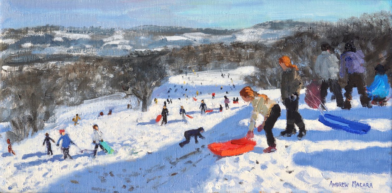Den røde slæde, Allestree Park, Derby, 2016, af Andrew Macara