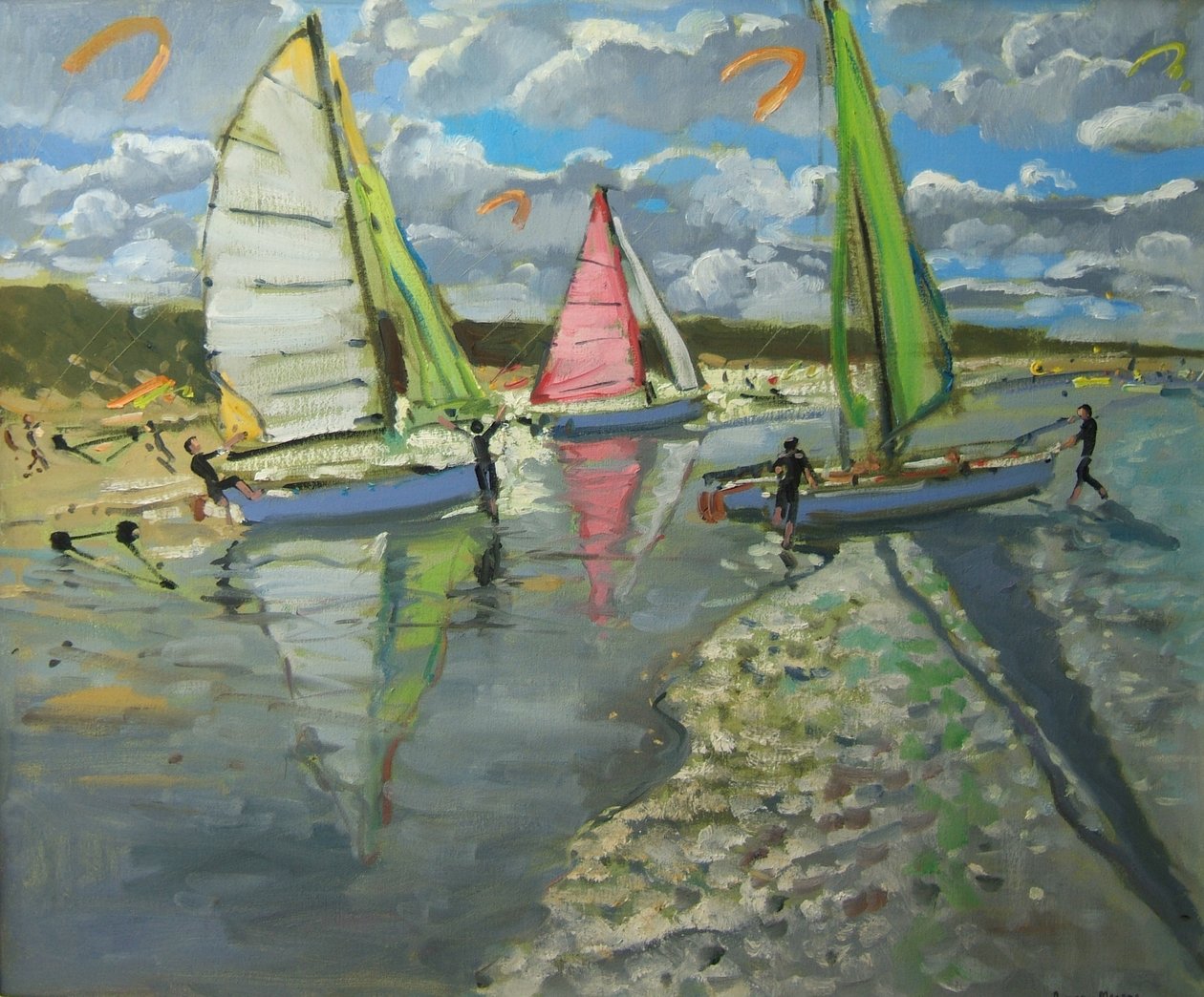 Tre sejlbåde, Bray Dunes, Frankrig af Andrew Macara