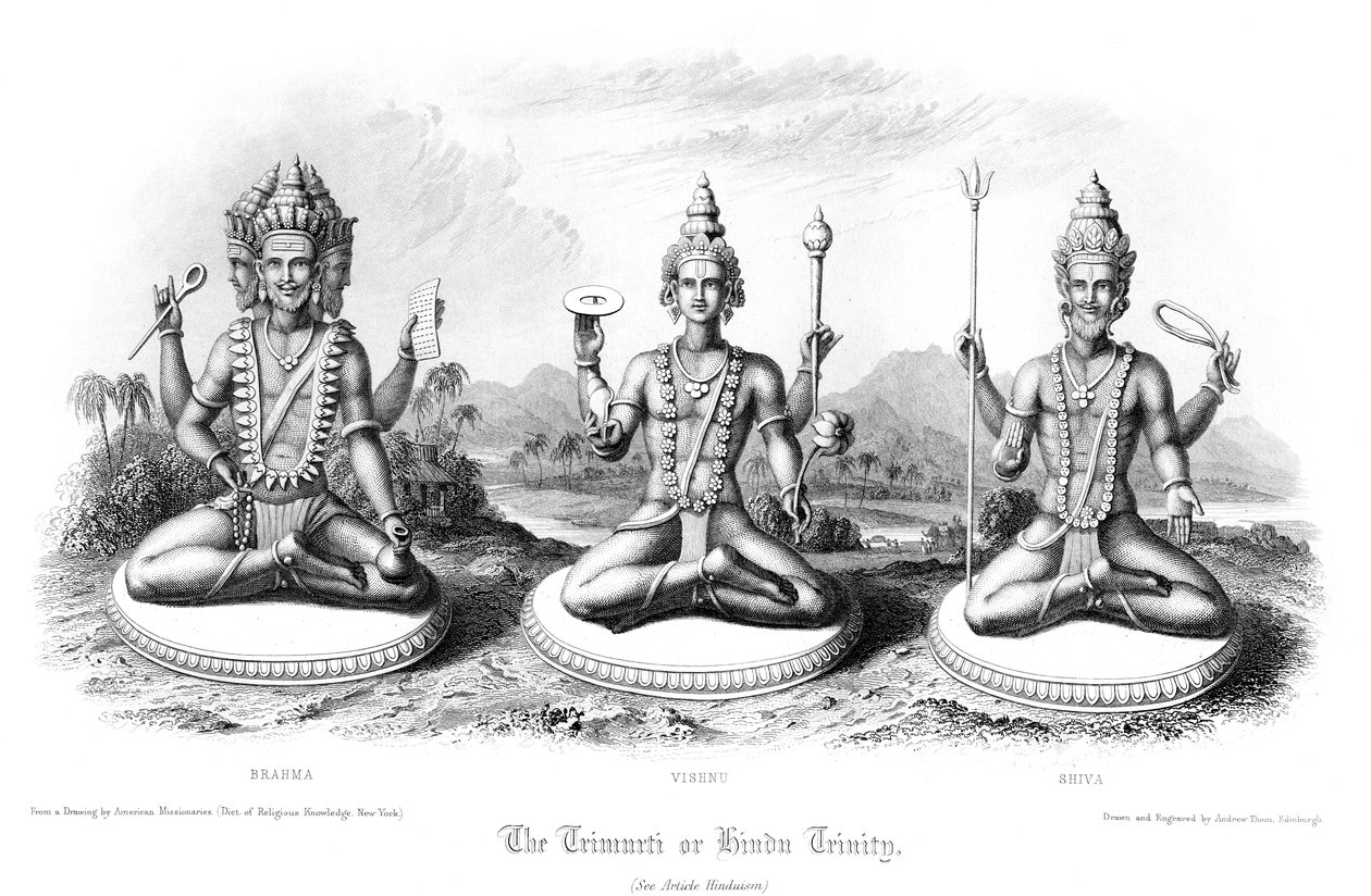 Trimurti eller hinduistisk treenighed. af Andrew Thomas
