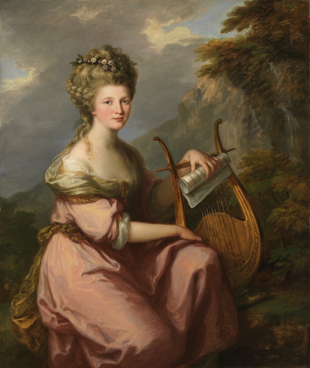 Engelsk: Portræt af Sarah Harrop fru Bates som musen af Angelica Kauffmann