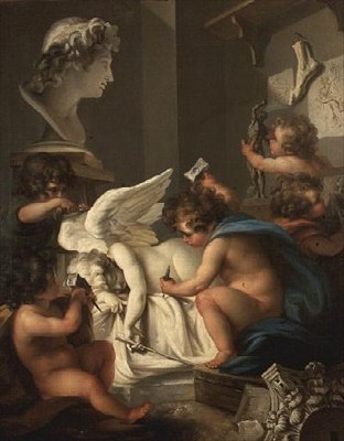 Skulptur (olie på lærred) af Angelica (attr. to) Kauffmann