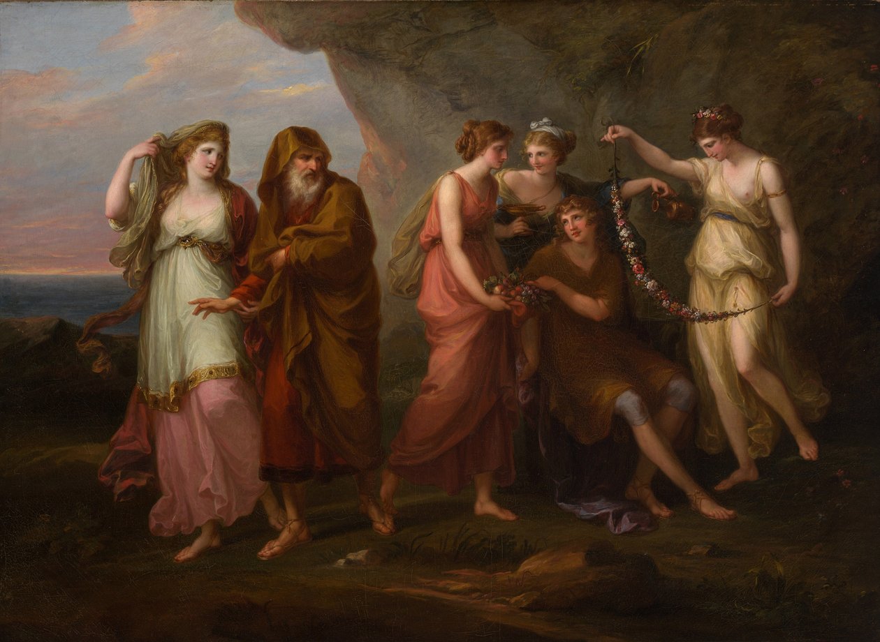 Telemachus and the Nymphs of Calypso, 1782 af Angelica Kauffmann