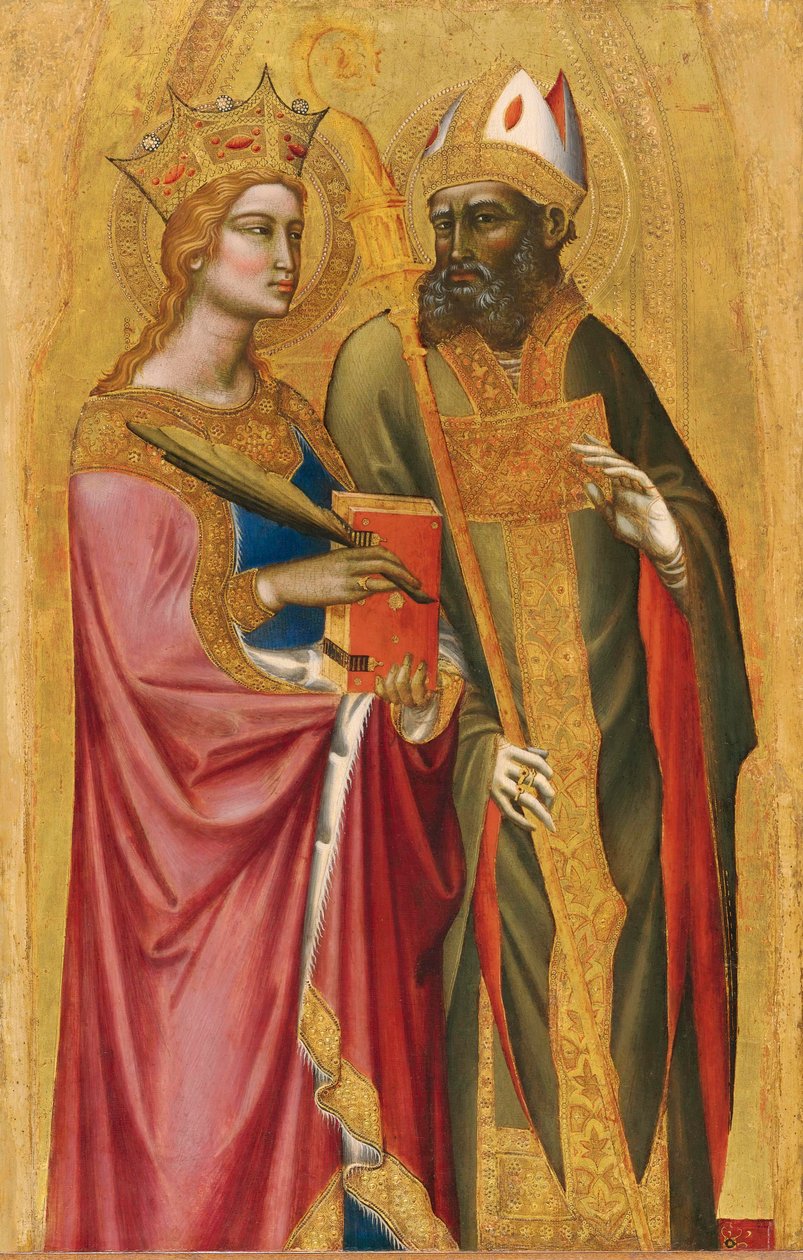 Saint Catherine og en biskop helgen af Angelo di Puccinelli