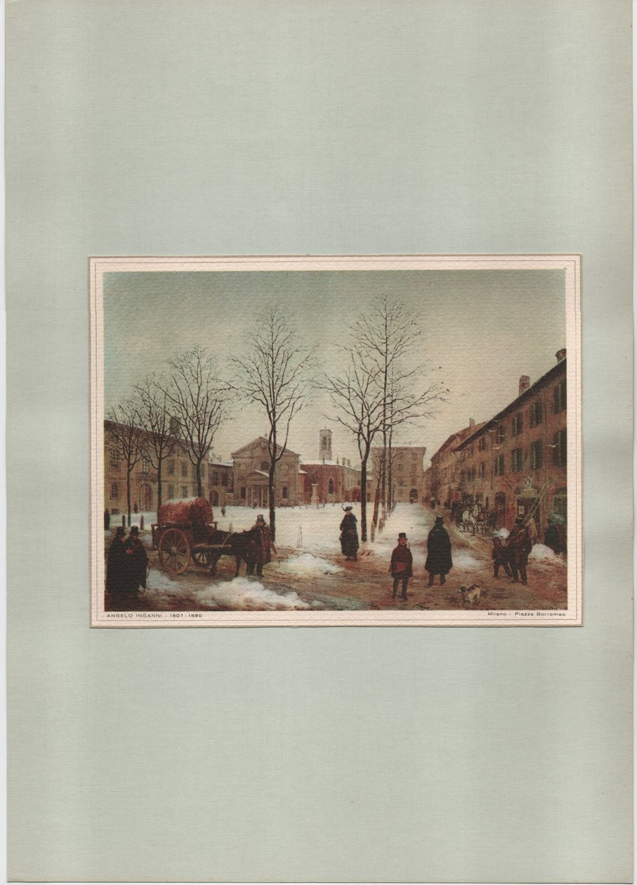 Milano - Piazza Borromeo, ukendt (tryk) af Angelo Inganni