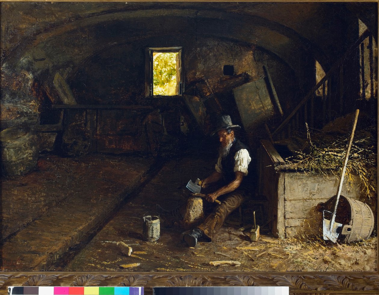 Brændekløveren. 1881-84 af Angelo Morbelli