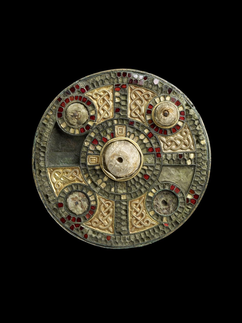 Skivebroche, 400-1066 (glas, guld, elfenben) af Anglo Saxon