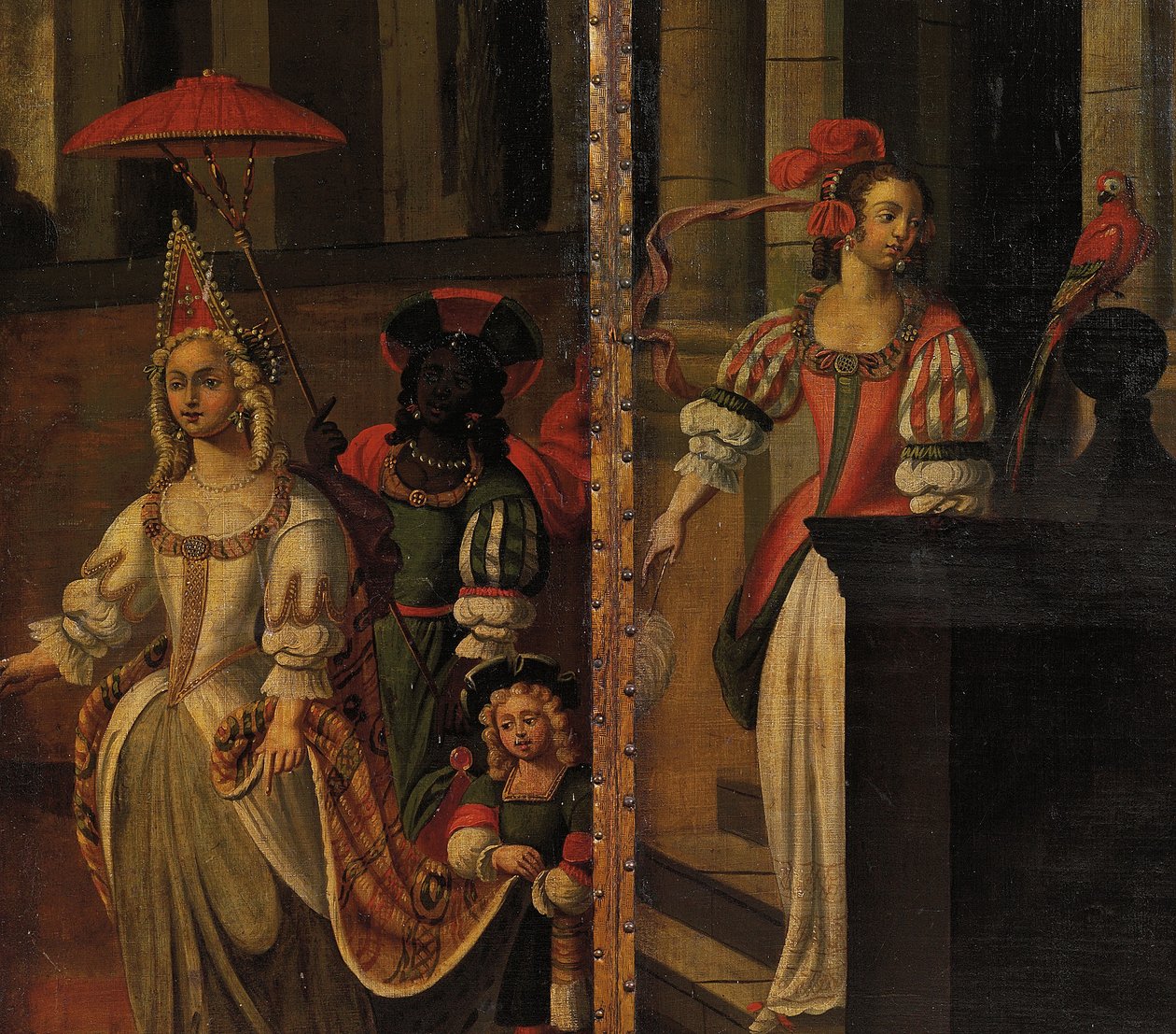 Firedobbelt dobbeltsidet skærm, ca.1700 af Anglo Flemish School
