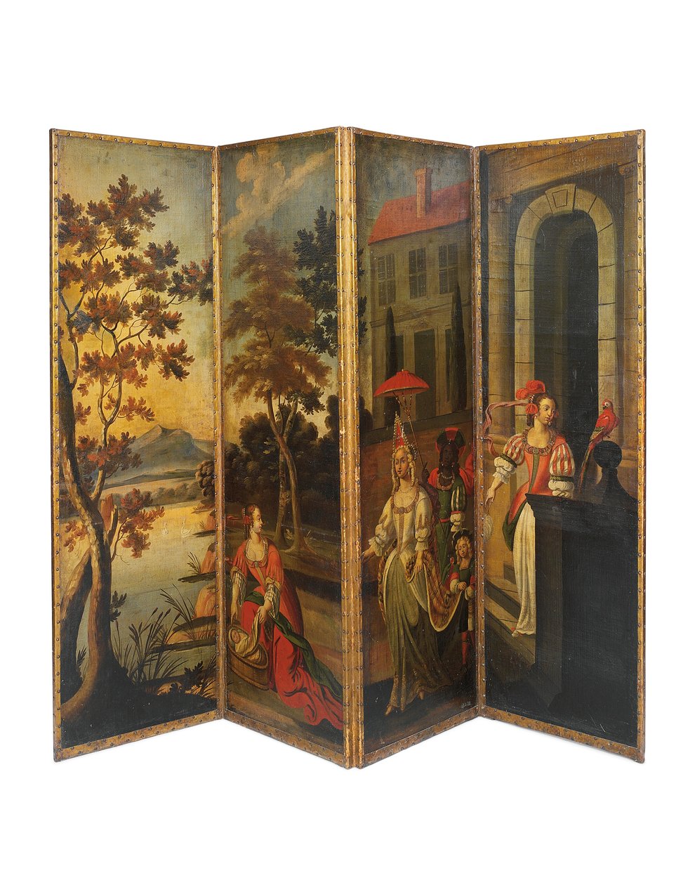Firedobbelt dobbeltsidet skærm, ca.1700 af Anglo Flemish School
