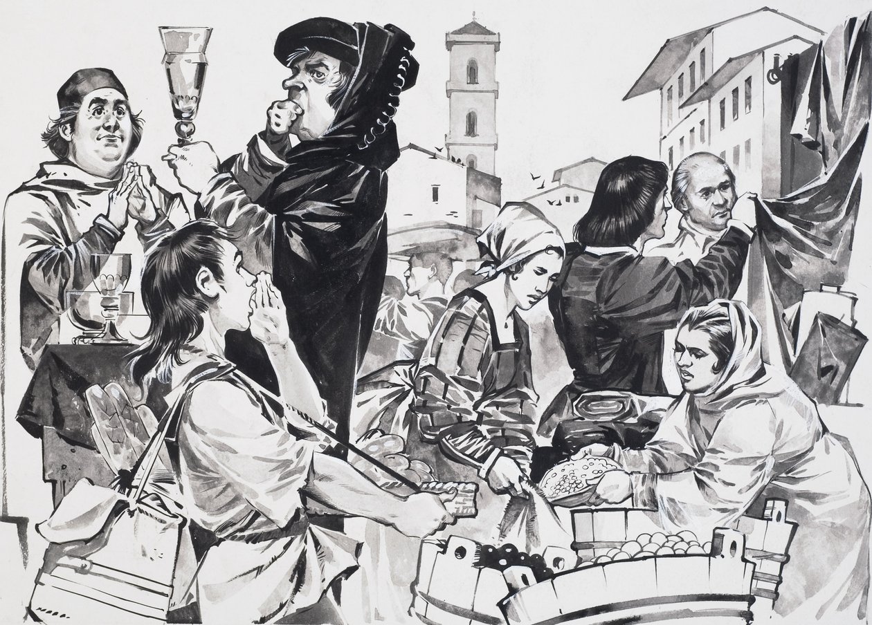 Florentine Trading (gouache på papir) af Angus McBride
