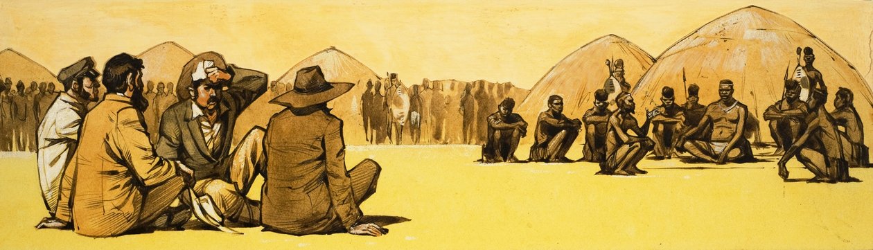 Pionerer forhandler med stammehøvdinge i Afrika af Angus McBride