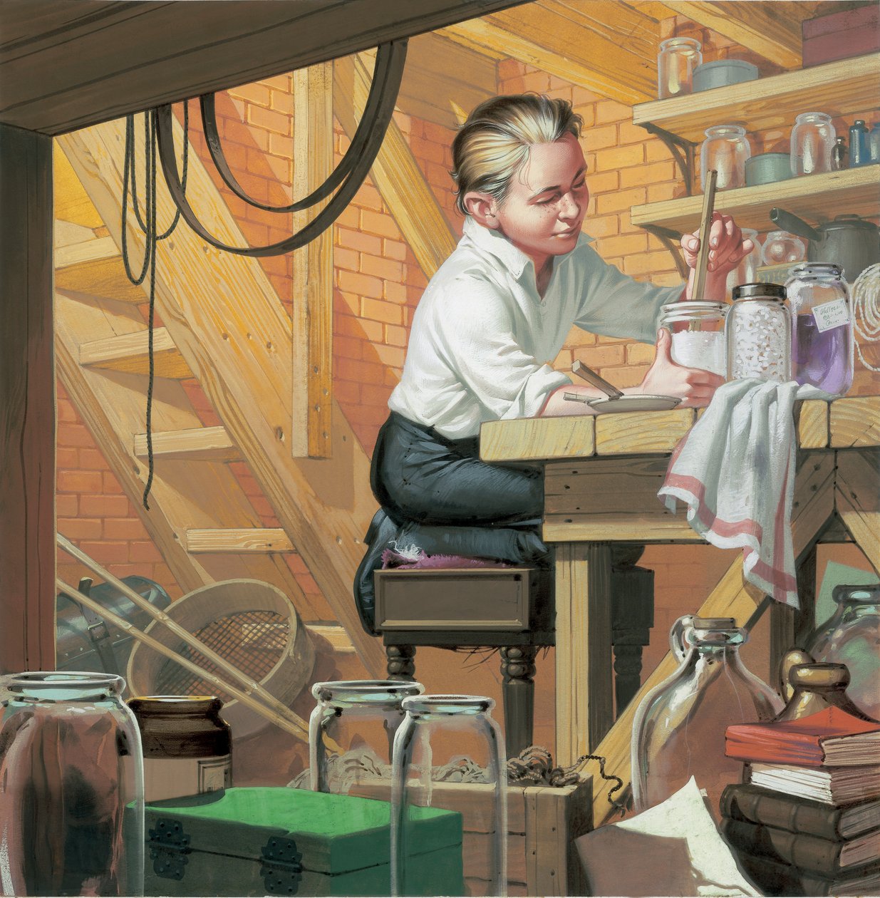 Thomas Alma Edison (1847-1931) (gouache på papir) af Angus McBride