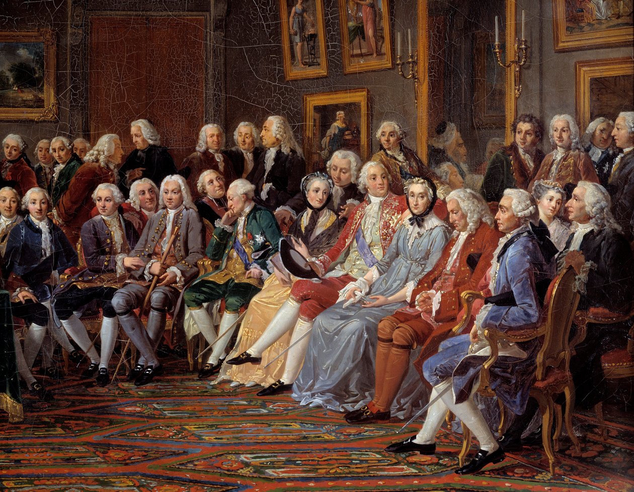 Madame Geoffrins salon, detaljer af Anicet Charles Lemonnier