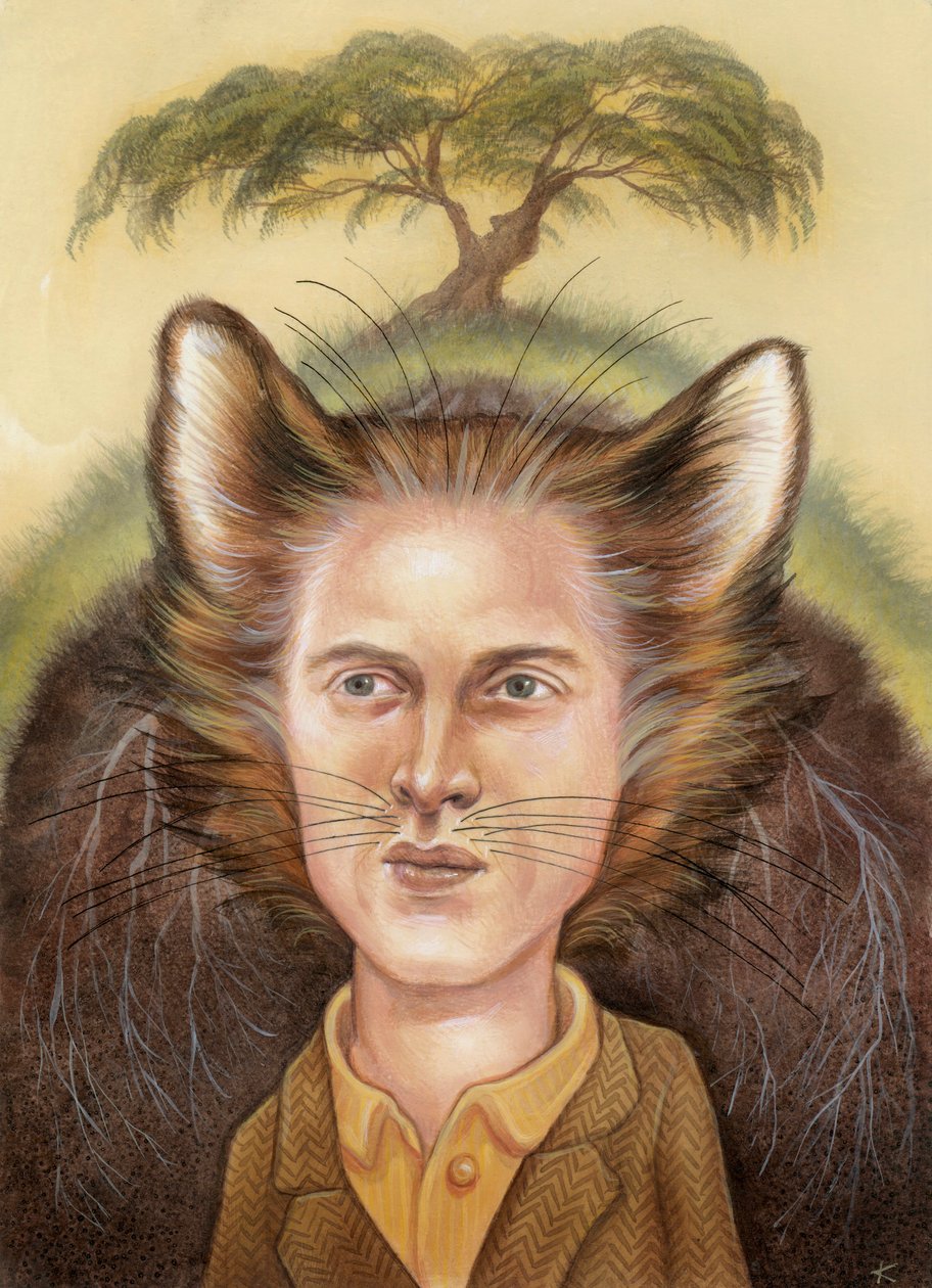Wes Anderson, 2009 (akryl på illustrationsplade) af Anita Kunz