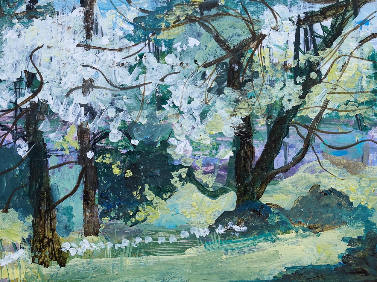 Blossom Trees, Paxton, 2021 (akryl) af Ann Oram