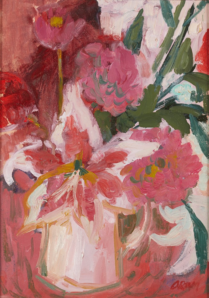 Pink Still-Life (olie om bord) af Ann Oram