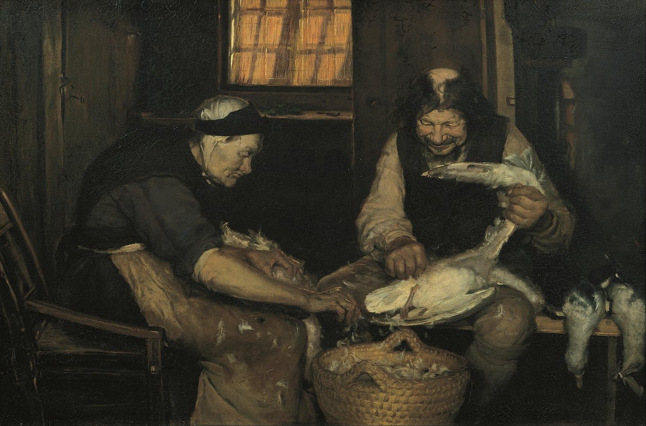 Gamle par, der plukker måger. Lars Gaihede og gamle Lene af Anna Ancher