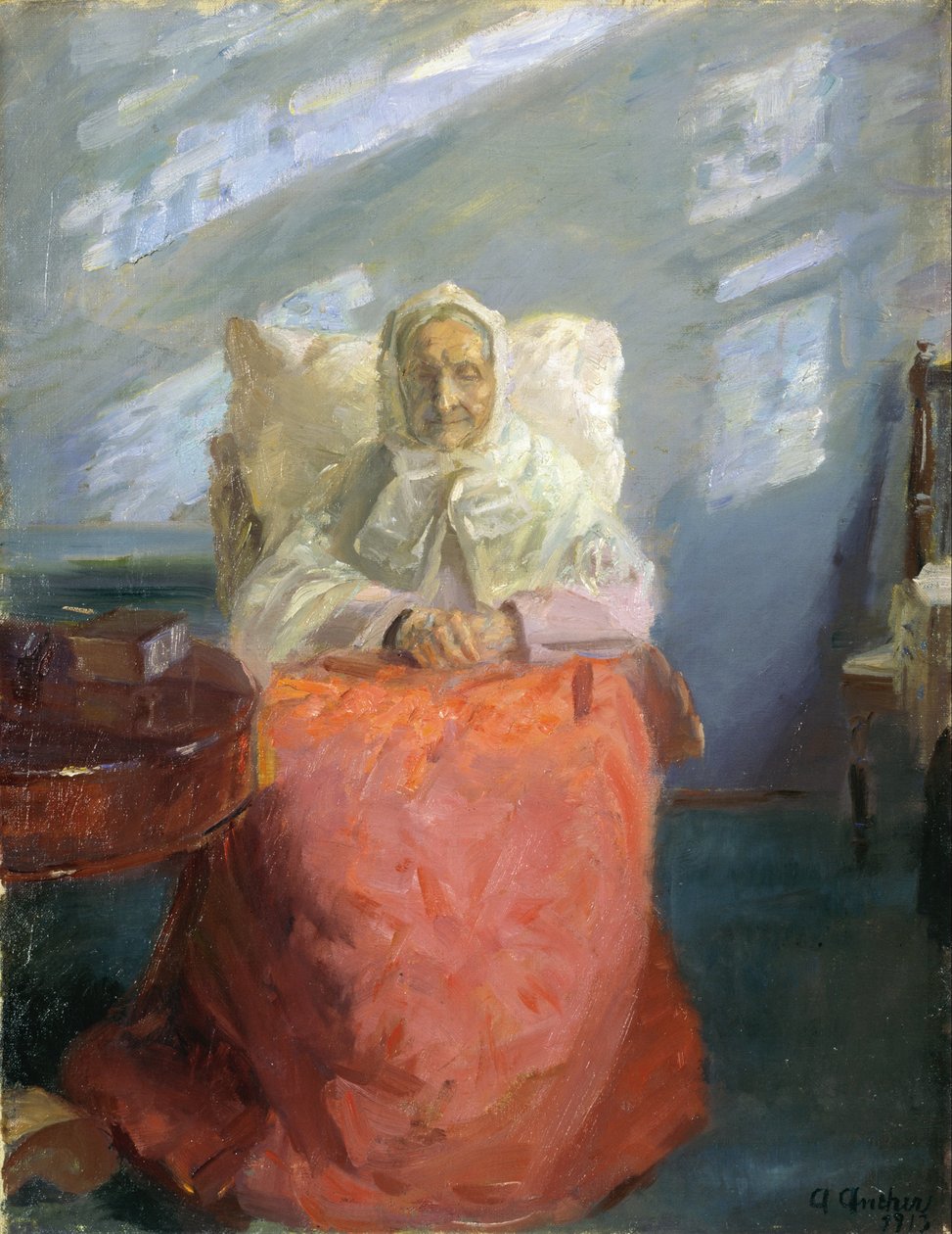 Fru Ane Brøndum i det blå værelse af Anna Ancher