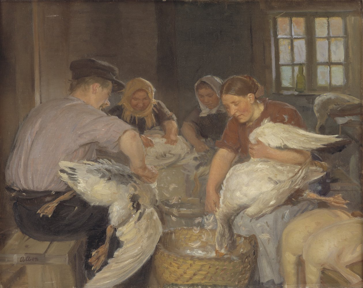 Plukker gæssene af Anna Ancher