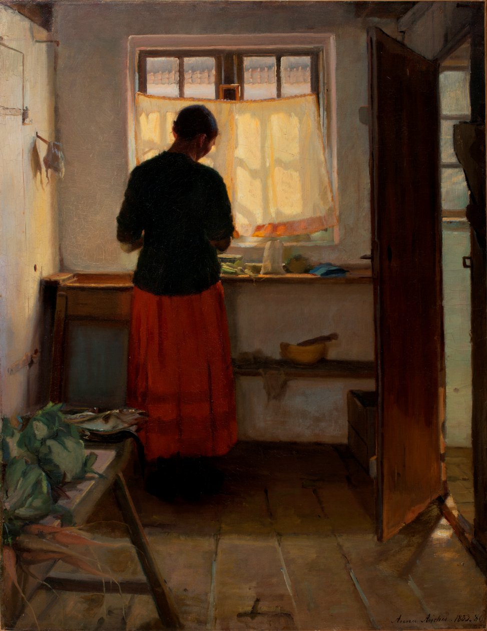 Stuepigen i køkkenet af Anna Ancher