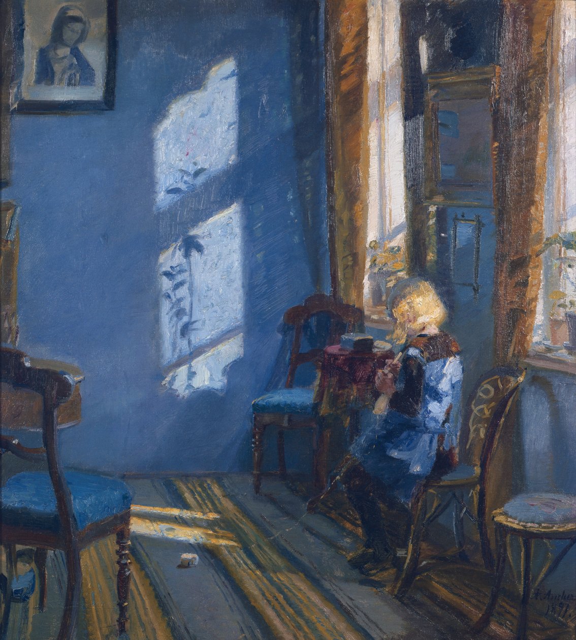 Solskin i den blå stue af Anna Kirstine Ancher