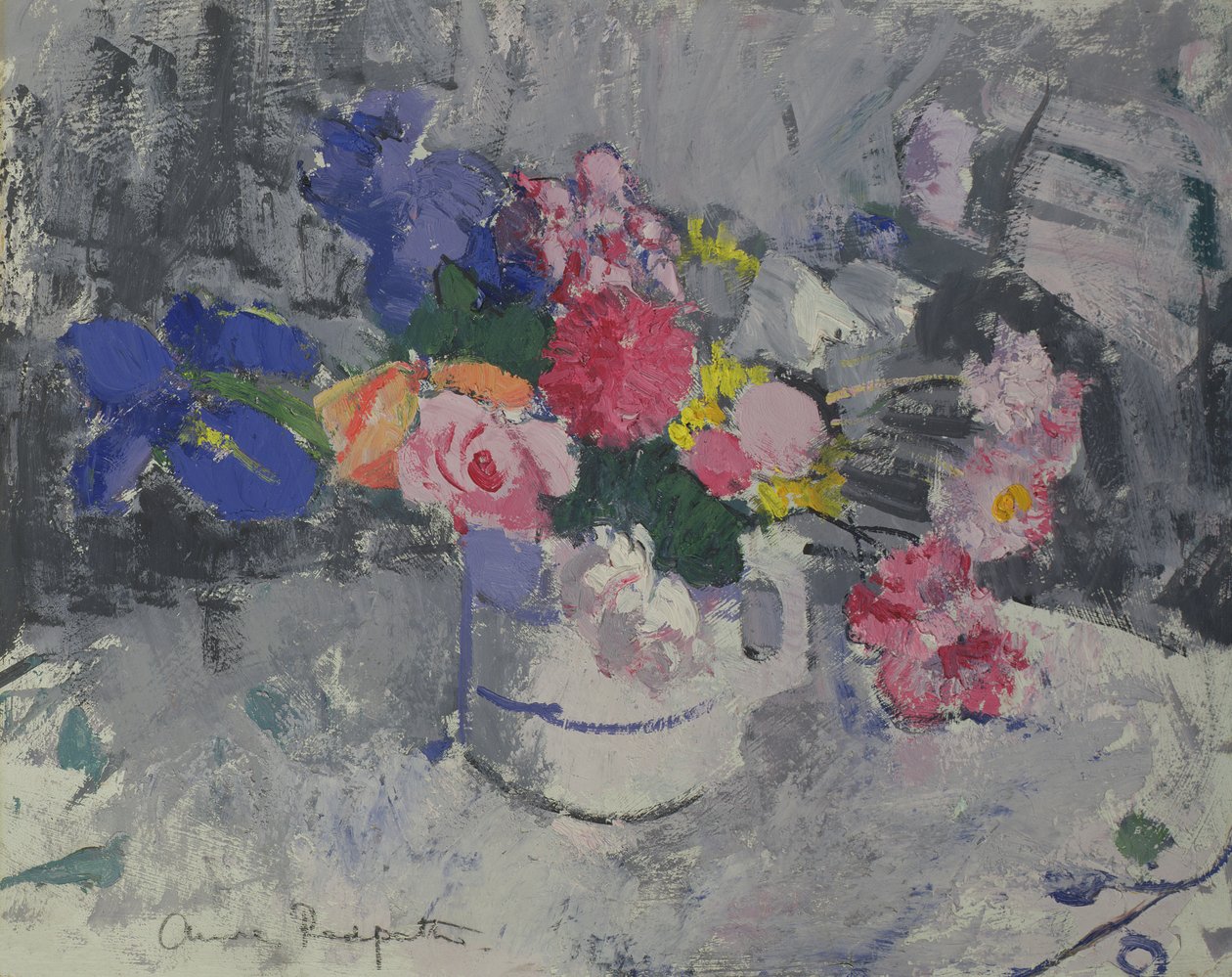 Sommerblomster, ca. 1942 (olie om bord) af Anne Redpath