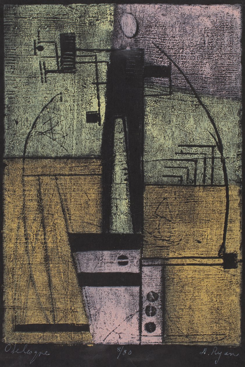 Obelisque (træsnit i farver) af Anne Ryan