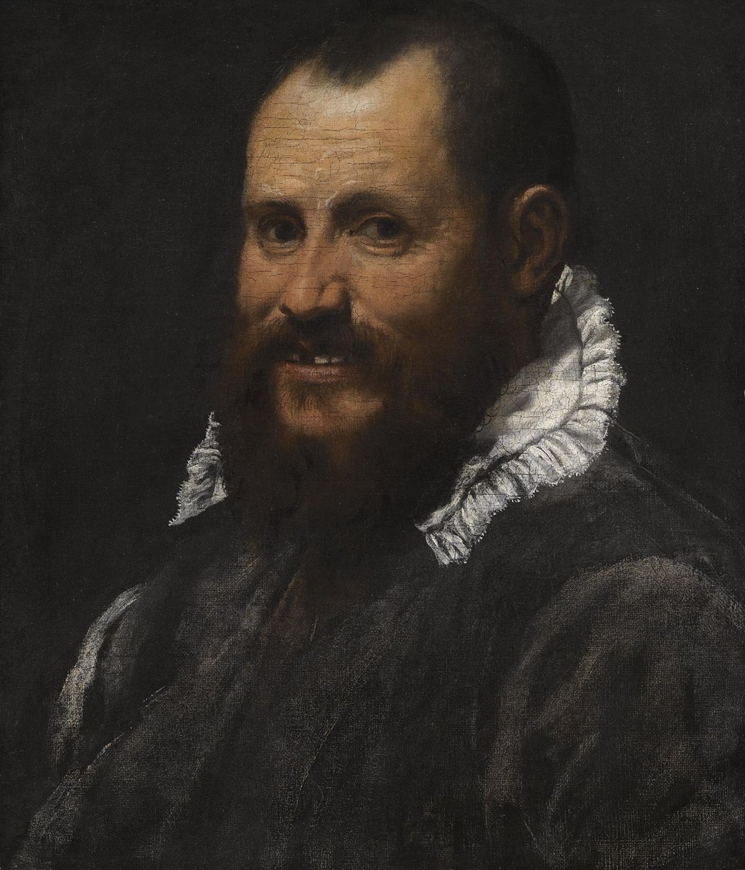 Portræt af en mand, brystlængde, i hvid krave af Annibale Carracci