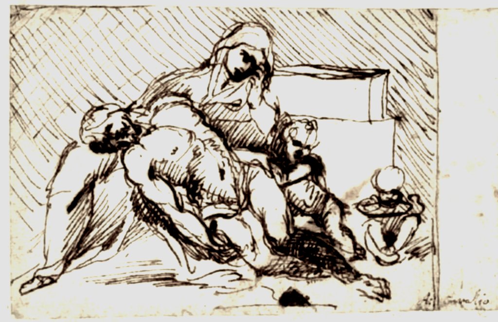 Skitse til Pieta af Annibale Carracci