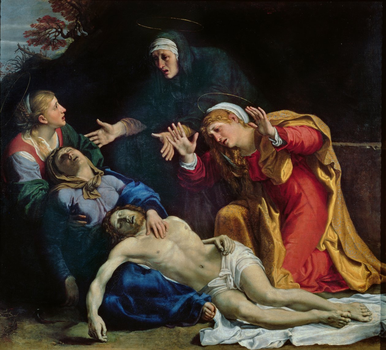 Den døde Kristus i sorg ("De tre marier"), ca. 1604 af Annibale Carracci
