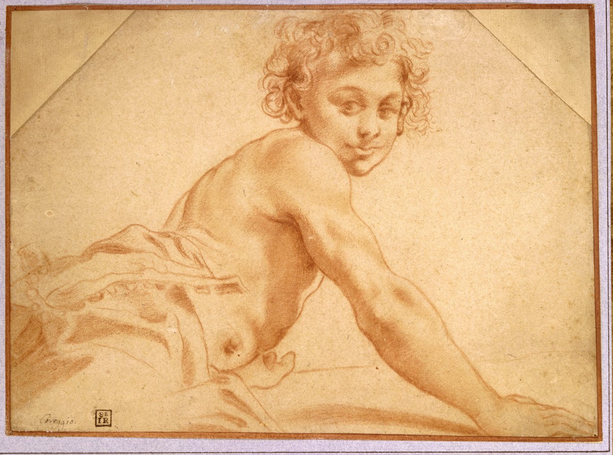 En dreng kigger over skulderen af Annibale Carracci