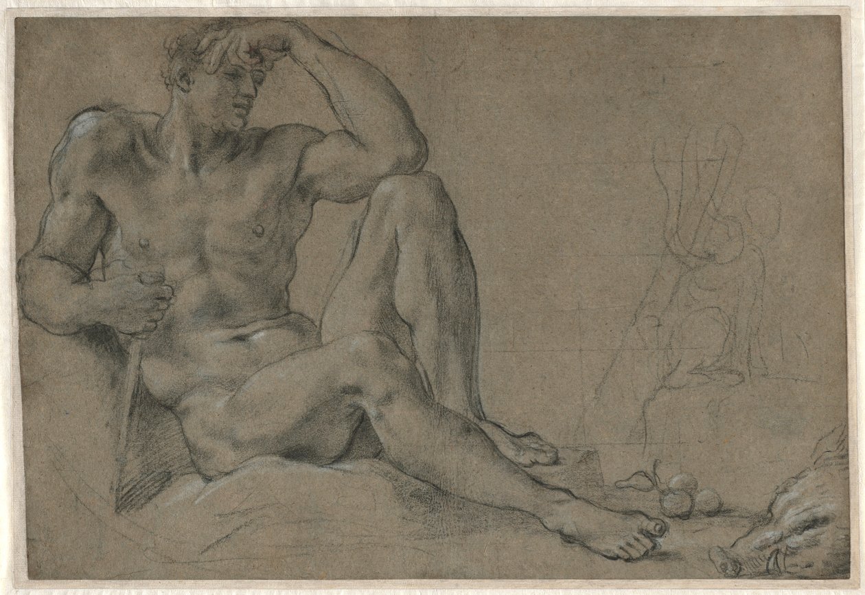 Hercules Resting recto, 1595-1597. af Annibale Carracci