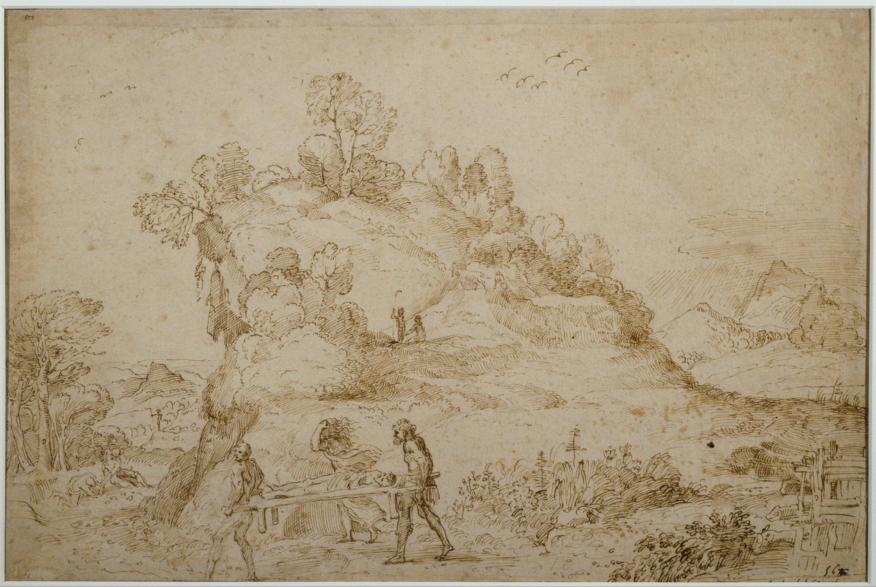 Landskab og figurer af Annibale Carracci